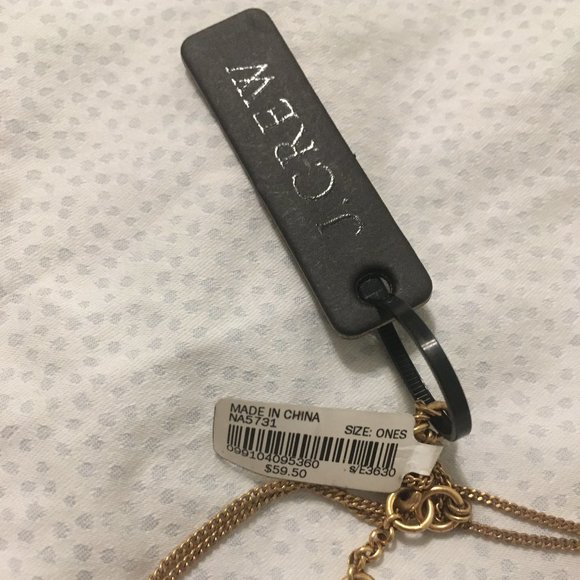 J Crew necklace - gold rings with pearl dots - NWT - Picture 2 of 3
